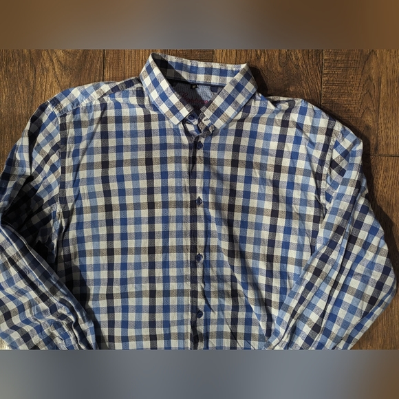 Luchiano Visconti Blue Shirt Mens XL Multicolor Plaid Squares Button Up Long Sle - Picture 3 of 16